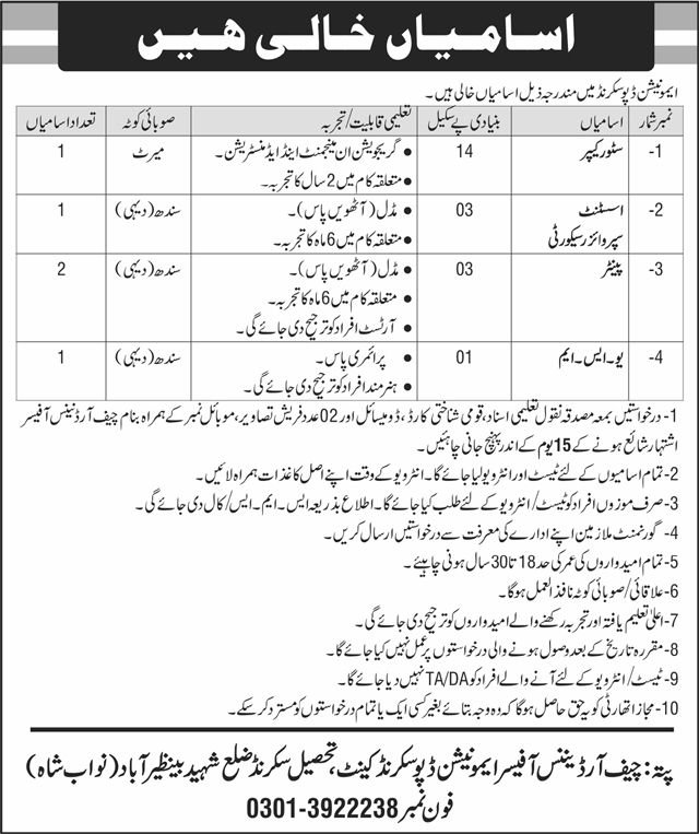 Ammunition Depot Sakrand Jobs