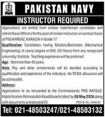 Pak Navy Civilian Instructor Jobs 2026 Latest Advertisement 5 Pak Navy Civilian Instructor Jobs 2026